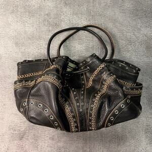 Vintage Cole Haan Leather Grommet Shoulder Bag